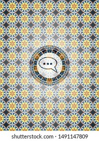 speech bubble icon inside arabesque style badge. arabic decoration.