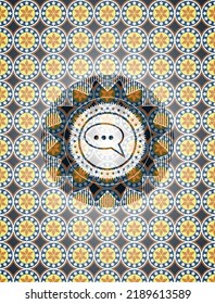 icono de burbuja de voz dentro de la insignia arabesca. decoración árabe. 