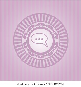 speech bubble icon inside badge with pink background