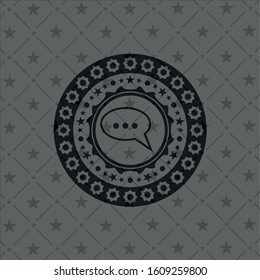 speech bubble icon inside black emblem. Vintage.