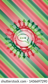 speech bubble icon inside christmas emblem background.