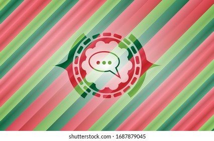 speech bubble icon inside christmas emblem background.