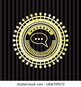 speech bubble icon inside gold badge