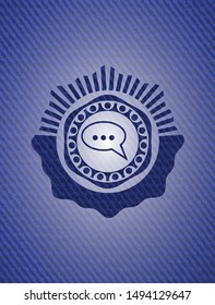 speech bubble icon inside jean background