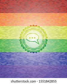 speech bubble icon inside lgbt colors emblem 