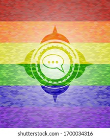 speech bubble icon inside lgbt colors emblem 