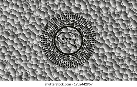 speech bubble icon inside realistic black emblem with bubbles background. Vector Illustration. Detailed. 