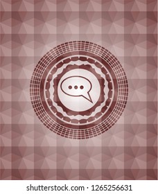speech bubble icon inside red badge with geometric background. Seamless.