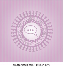 speech bubble icon inside retro pink emblem