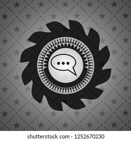 speech bubble icon inside retro style black emblem