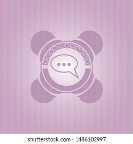  speech bubble icon inside retro pink emblem