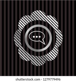 speech bubble icon inside silver badge