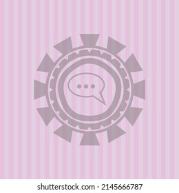 speech bubble icon inside vintage pink emblem. Detailed design. 