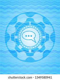 speech bubble icon inside water wave concept emblem background.