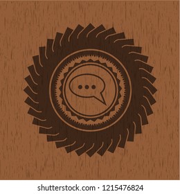 speech bubble icon inside wood signboard 