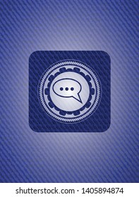 speech bubble icon with jean texture