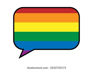 Icono de burbuja de voz con bandera de orgullo lgbtiq.