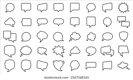 speech bubble icon line vector design collection in trendy style editable stroke