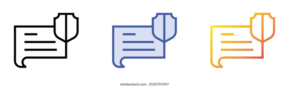 Sprechblasensymbol. Lineares, blaues Füllungs- und Farbverlauf-Design einzeln auf weißem Hintergrund
