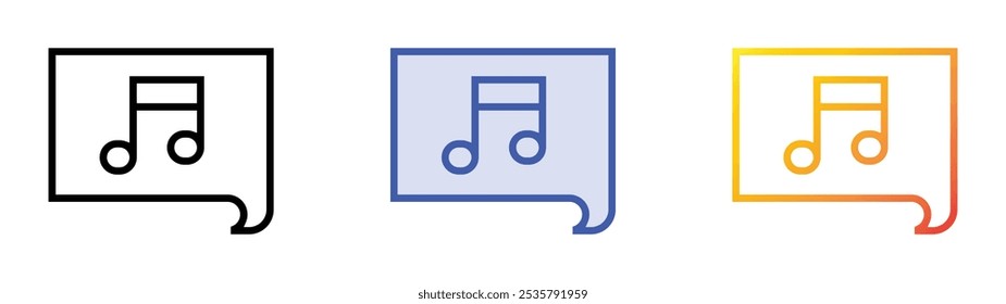 Icono de la burbuja del discurso. Lineal, relleno azul y diseño de estilo degradado aislado sobre fondo blanco