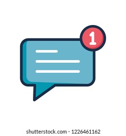 speech bubble icon with notice in trendy flat design 