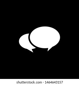 Speech Bubble Icon On Black Background. Black Flat Style Vector Illustration