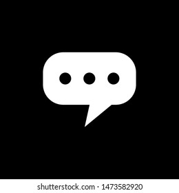 Speech Bubble Icon On Black Background. Black Flat Style Vector Illustration