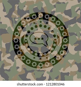 speech bubble icon on camo texture