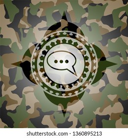 speech bubble icon on camo pattern