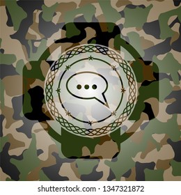 speech bubble icon on camouflage pattern