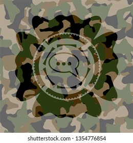 speech bubble icon on camouflage pattern