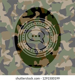 speech bubble icon on camouflaged texture