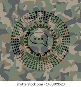 speech bubble icon on camouflaged pattern