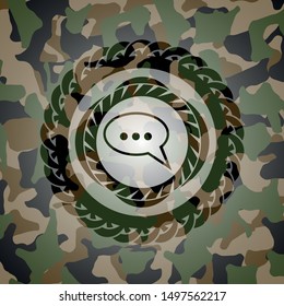 speech bubble icon on camouflaged pattern