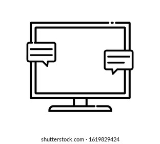 speech bubble icon on the computer