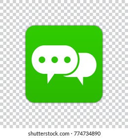 Speech bubble icon on a green square on a transparent background.