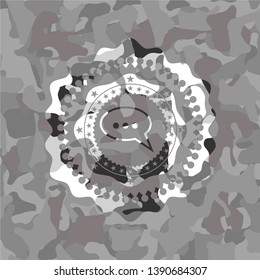 speech bubble icon on grey camouflage pattern