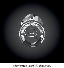 speech bubble icon on grey camo pattern