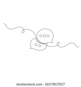 Ícone de balão de fala com uma arte de linha   desenho contínuo de uma linha da ilustração de vetor de contorno 