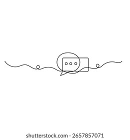 Speech bubble  icon  one line art   continuous one line drawing of outline vector illustration 