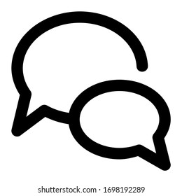Sprecht eine Blase. Symbol mit Rahmenstil, perfekte Pixel und Basisgröße von 64x64 Pixel. Geeignet für Website-Design, Logos, Anwendungen und UI.