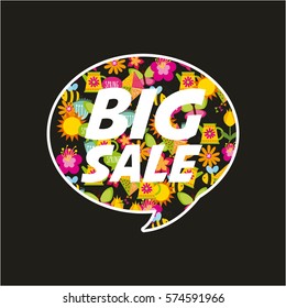 speech bubble icon over black background. big sale concept. colorful design. vector illustration