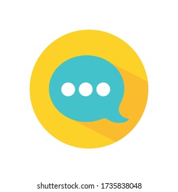 speech bubble icon over white background, block flat style, vector illustration