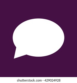 Speech bubble icon. Purple background