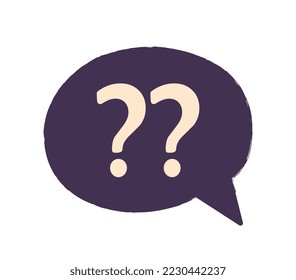 Speech bubble icon. Purple cloud with two question marks. information and knowledge, infographics. Feedback and answers to frequently asked questions concept. Cartoon flat vector illustration