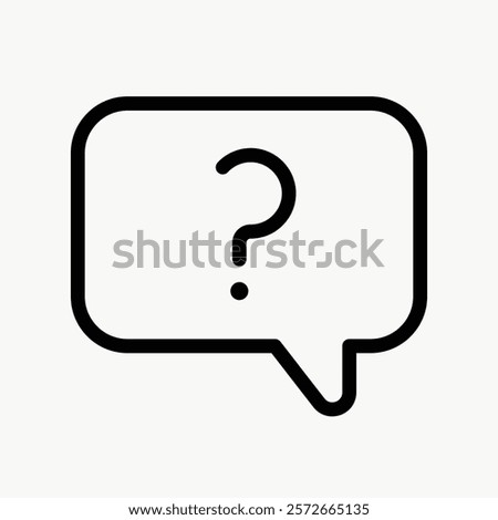 Speech bubble icon with a question mark. Question mark in a speech bubble. Simple speech bubble design with a question mark symbol. Simple icon vector element. Minimal UI icon.