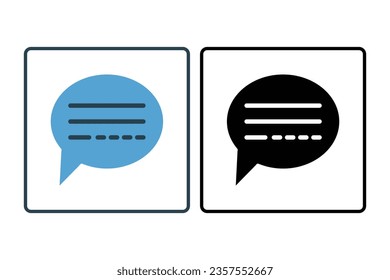 Icono de burbuja de voz. Icono relacionado con la comunicación. Adecuado para el diseño de sitios web, aplicación, interfaces de usuario. Estilo de icono sólido. Diseño de vector simple editable