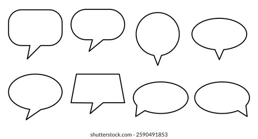 Speech Bubble Icon Set. Speech Balloon Icon Vector. Chat Bubble Line Art Icon for Apps and Websites.