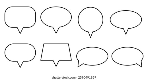 Speech Bubble Icon Set. Speech Balloon Icon Vector. Chat Bubble Line Art Icon for Apps and Websites.