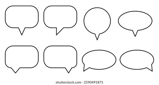 Speech Bubble Icon Set. Speech Balloon Icon Vector. Chat Bubble Line Art Icon for Apps and Websites.